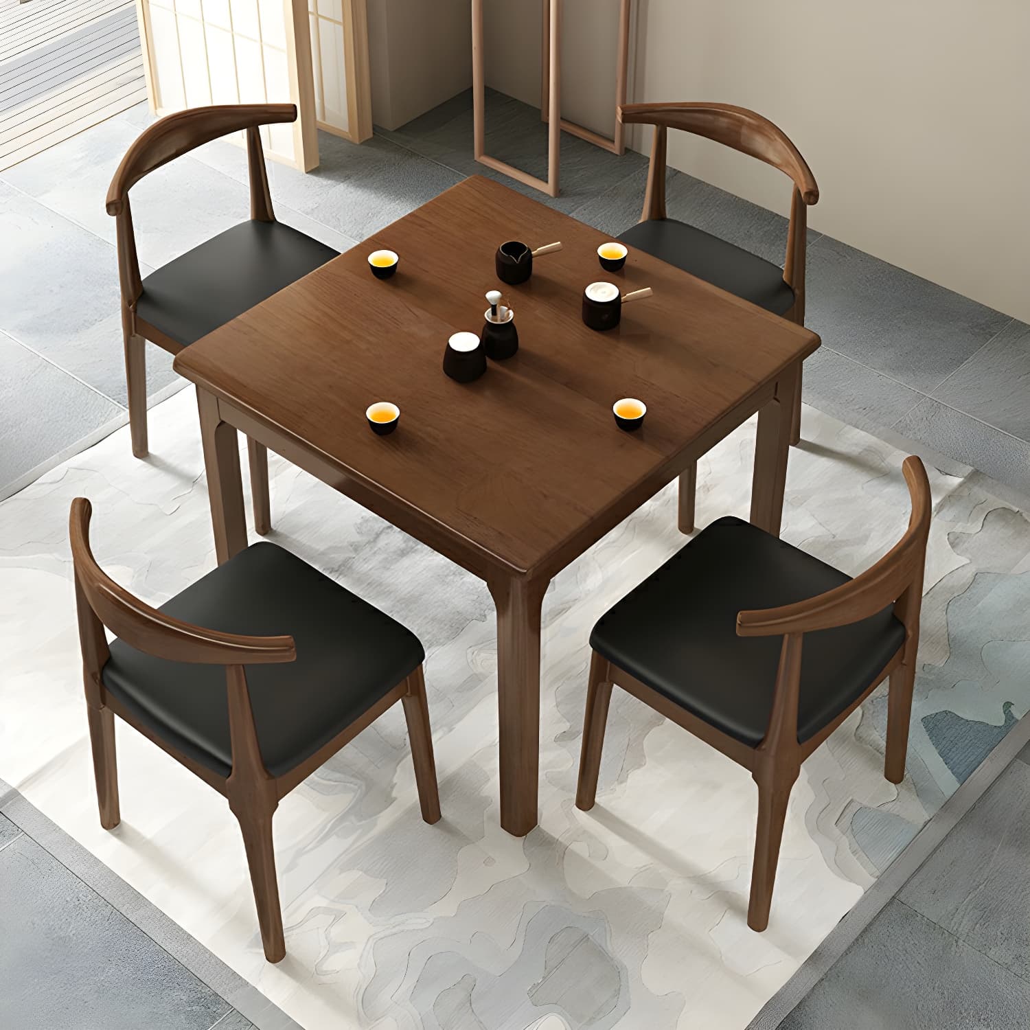 Squared Wood Kitchen & Dining Table with Legs Standard Height - image 3