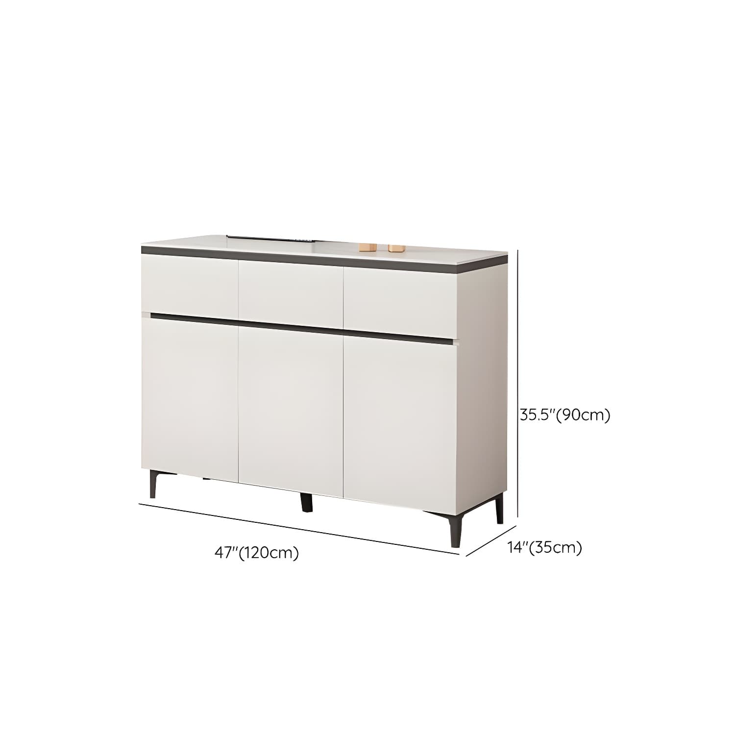 Wooden Modern Stone Countertop Buffet Sideboard with Drawers for Living Room - image 14