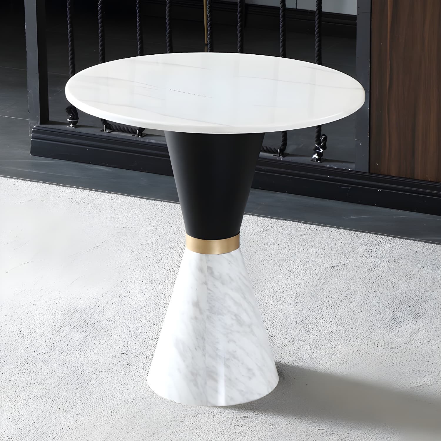Metal Traditional Luxury Round Table Marble Top Indoor Table with Pedestal - image 7