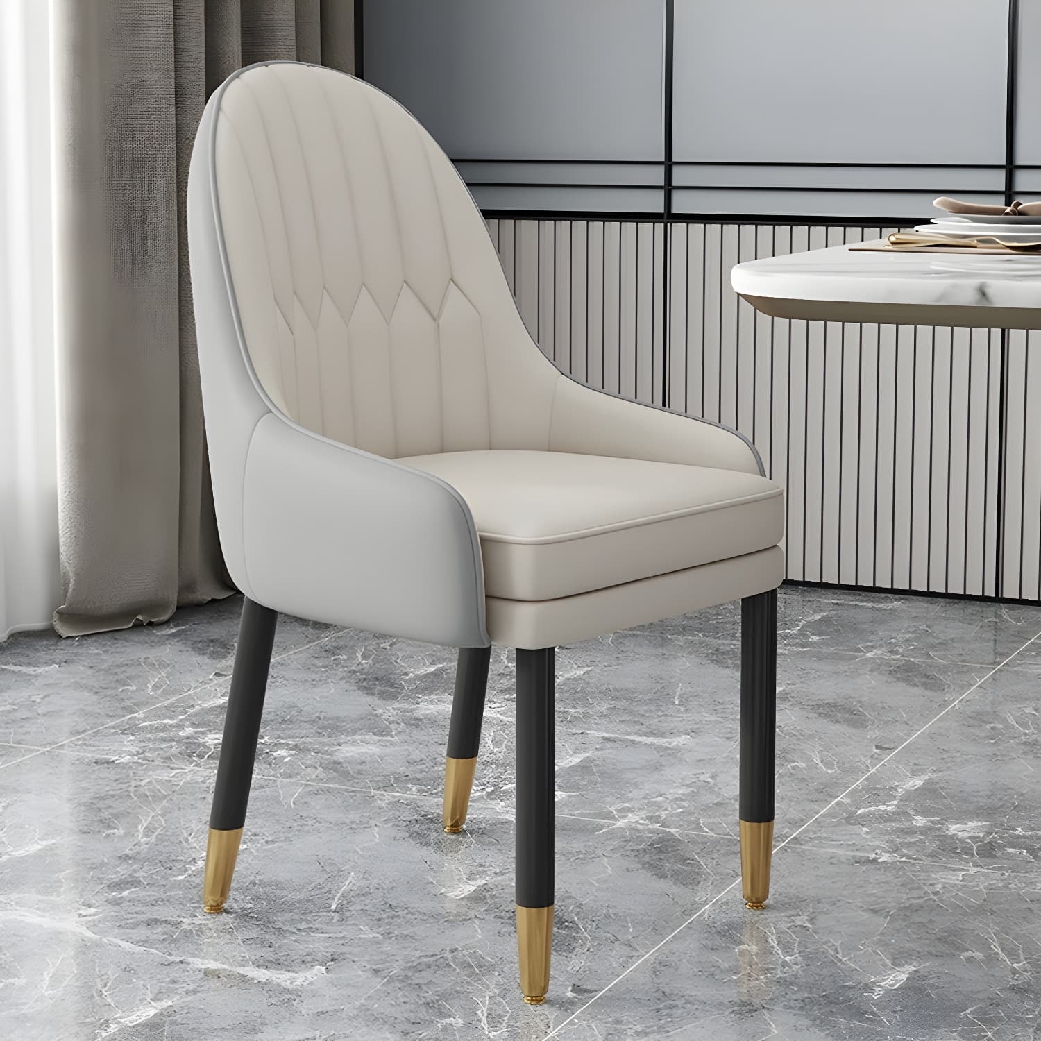 Elegant Glam Faux Leather Dining Chair with Solid Back for Kitchen & Dining - image 17