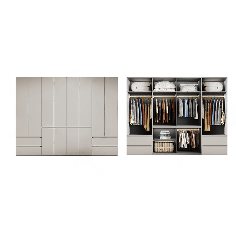 Cream Trendy Reclaimed Wood Wardrobe Armoire with Soft Close Drawer, Soft Close Door, Interior Shelves, and Clothing Rod - image 43