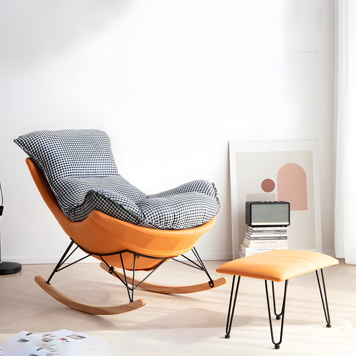 Modern Rocker Chair Upholstered with Dark legs Glider for Living Room - image 9