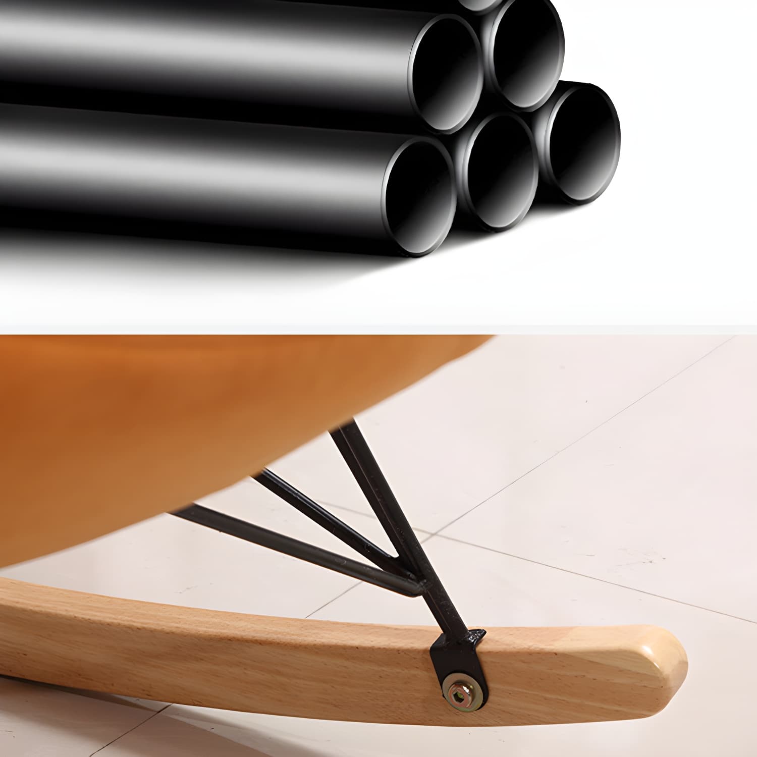 Modern Rocker Upholstered Tufted Cushions with Light Legs Glider - image 12