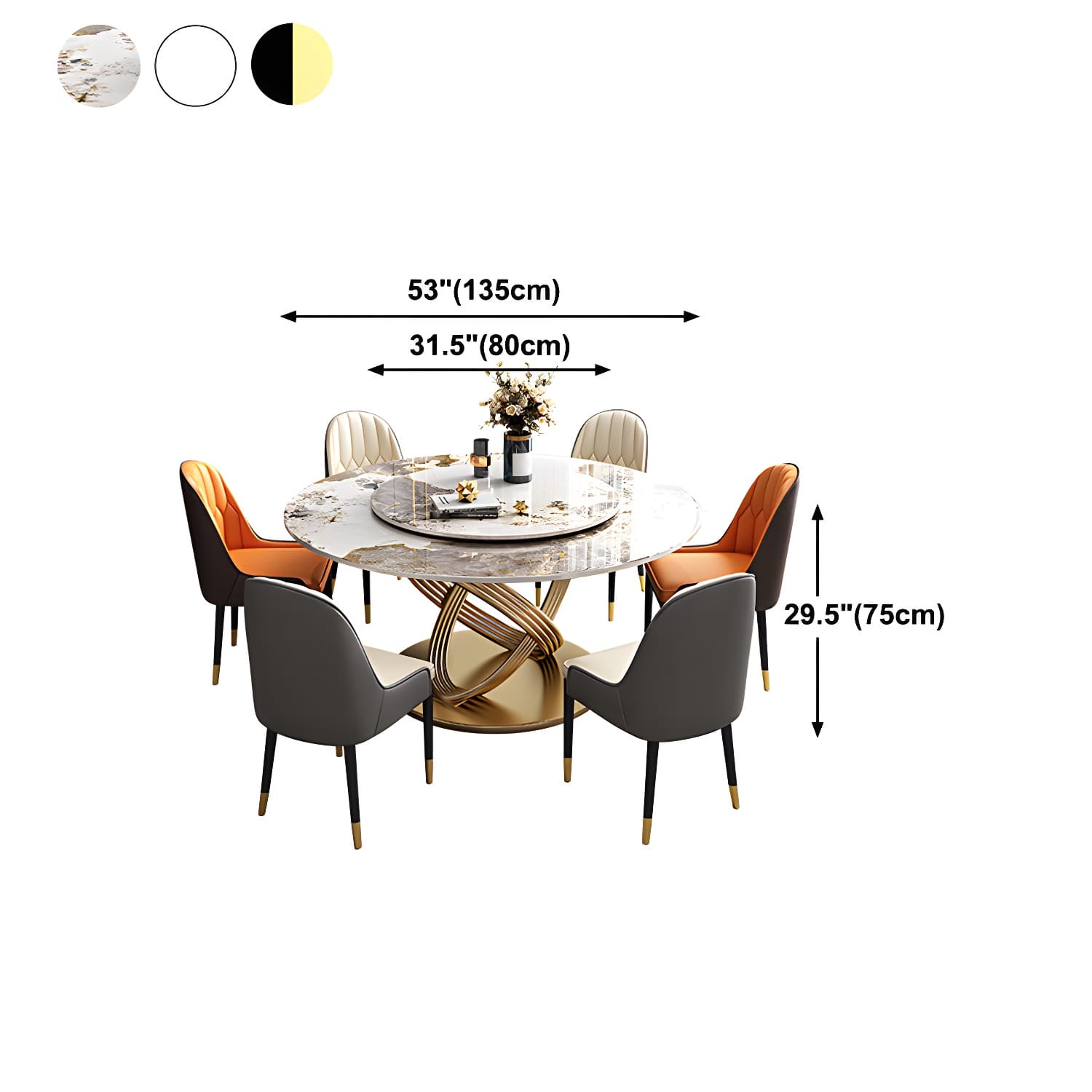Traditional Luxury Dining Table Round Convertible Dining Table with Pedestal - image 12