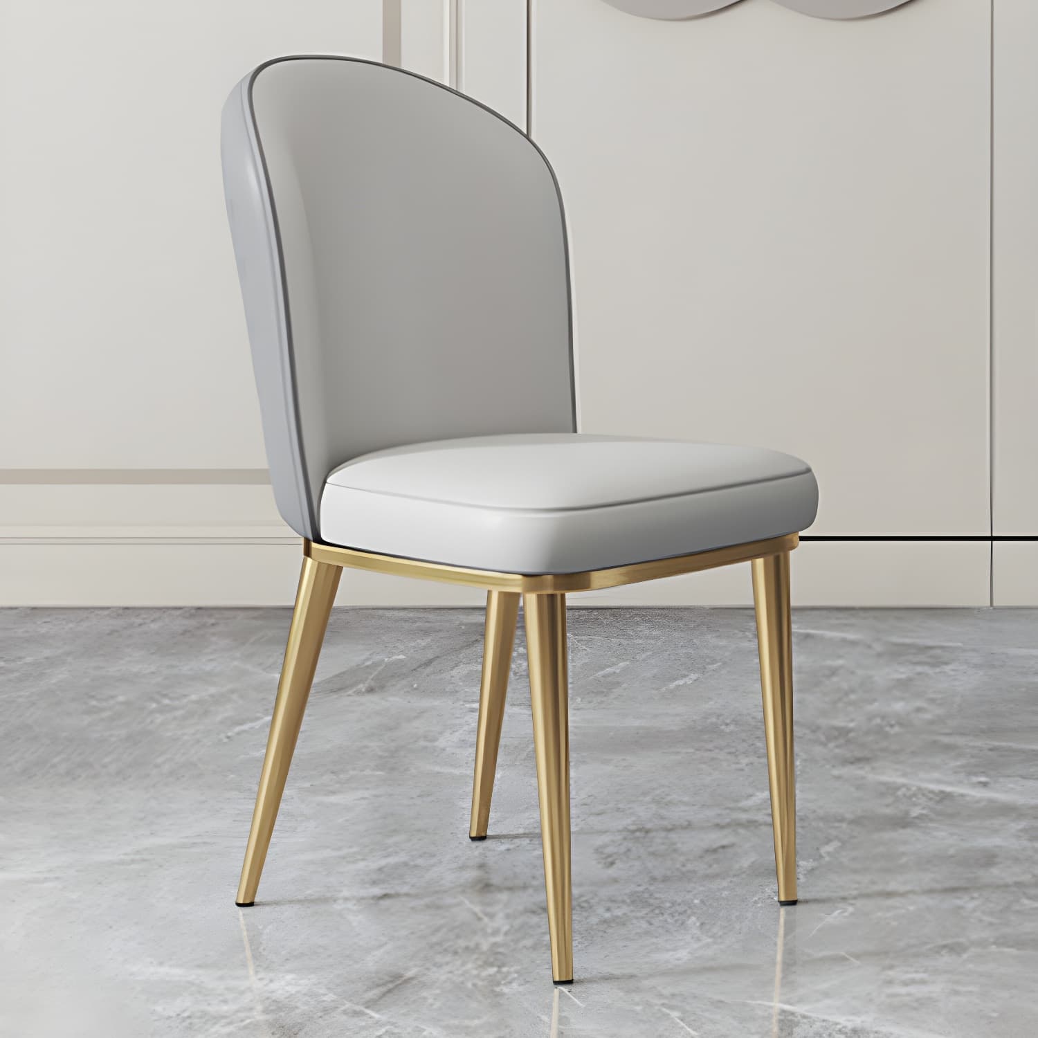 Gold Leg Glam Side Chair with Low Back and Upholstered Faux Leather in Polyurethane Material - image 6