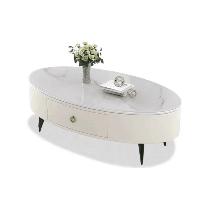 Single Stone Oblong Side Table with Four Legs, Midnight Black/Gray/Chalk, 1 Drawer for Foyer - image 7