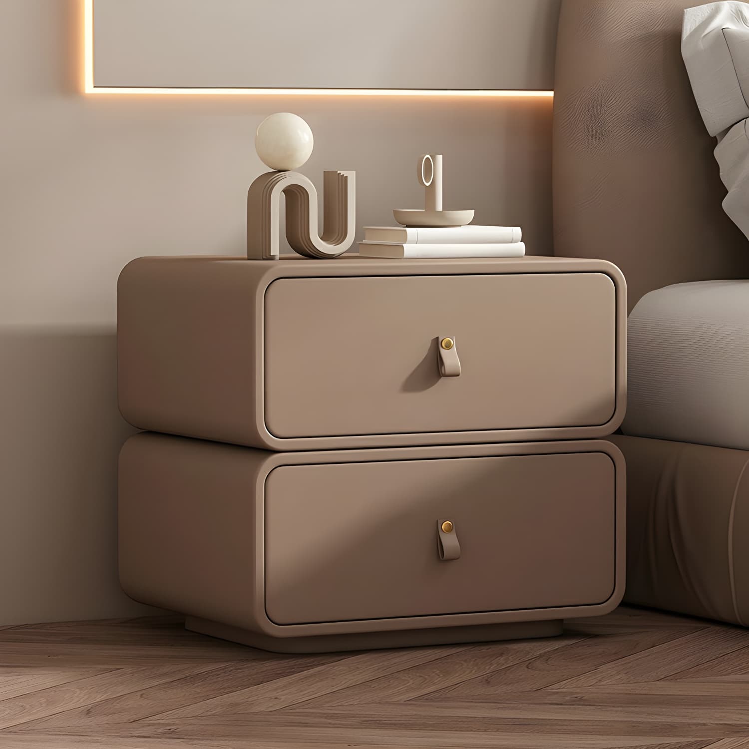 Modern Wood Drawer Storage Nightstand with 2 Drawers - Small Size - image 3