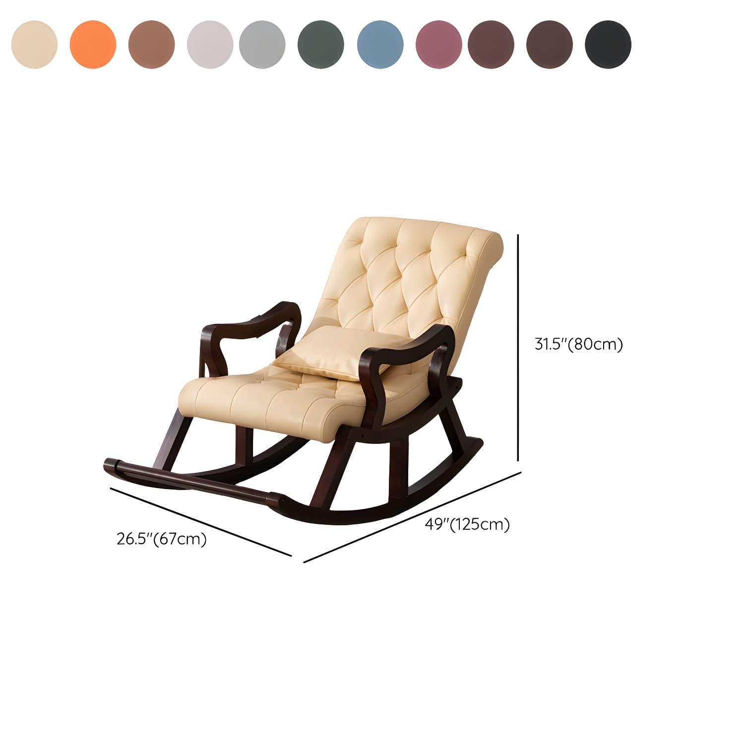49" Wide Solid Wood Faux Leather Rocking Accent Chair with Legs - image 19