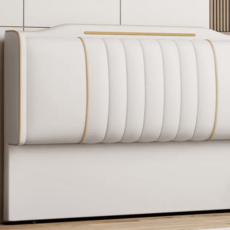 Modish No Distressing Pine Wood Panel Headboard with Camelback Shape for Queen/Full/Twin XL Bed, Featuring Sponge Upholstery and Standard Height - image 9