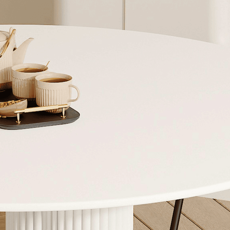 Ribbed Leg Circular-shaped Sintered Stone Dining Table with a Fixed Table Top for 2/for 4 in a Modern Simple Style - image 7