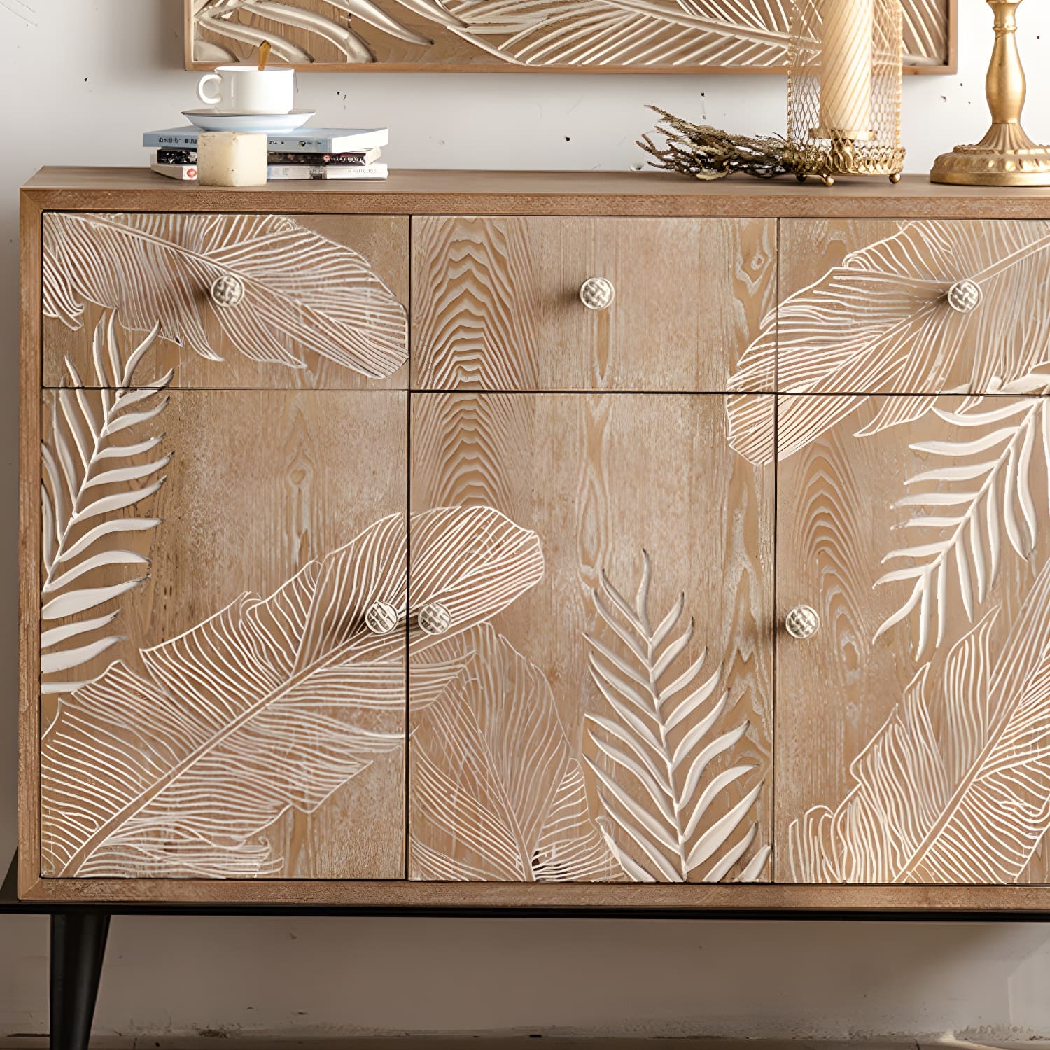 Modern Standard Storage Cabinet Solid Wood Cabinet with Drawer - image 7