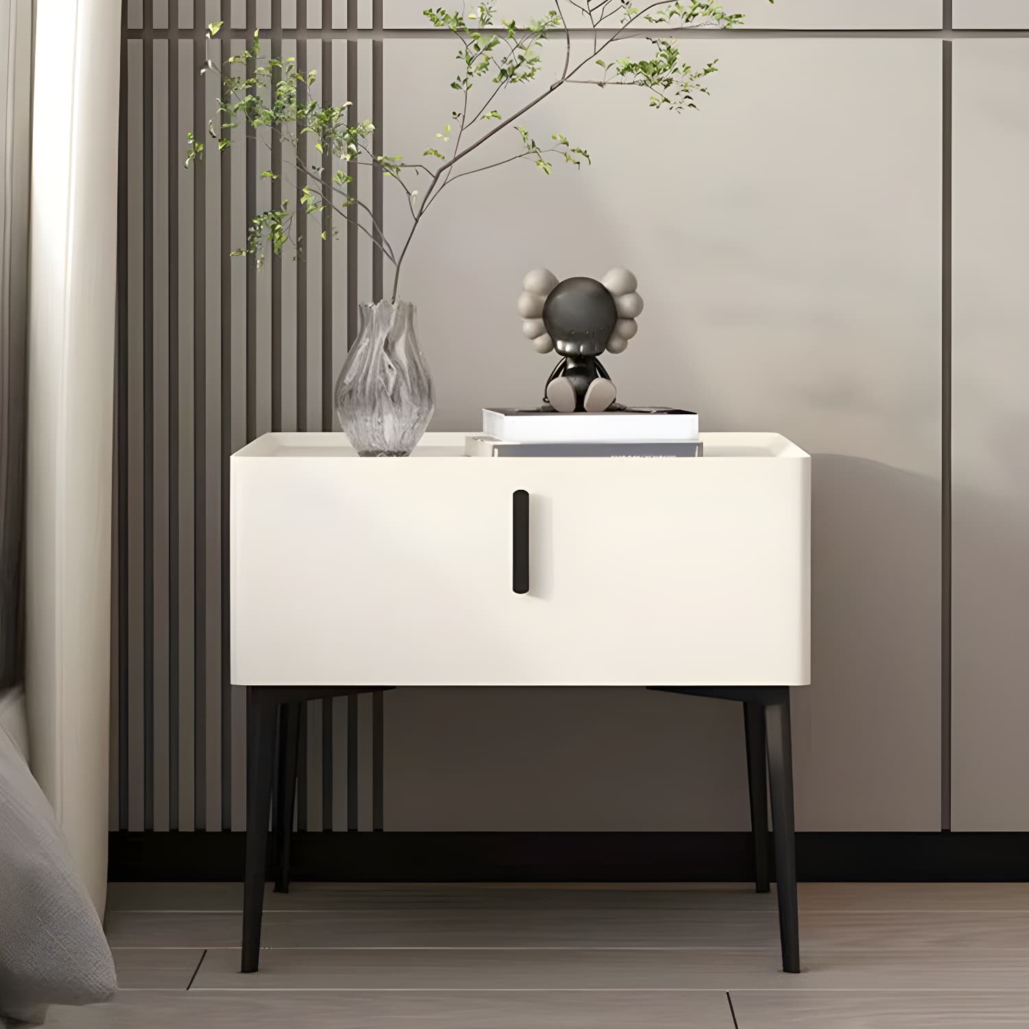 Contemporary 1 Drawer Accent Table Nightstand Antique Finish Bed Nightstand - image 8