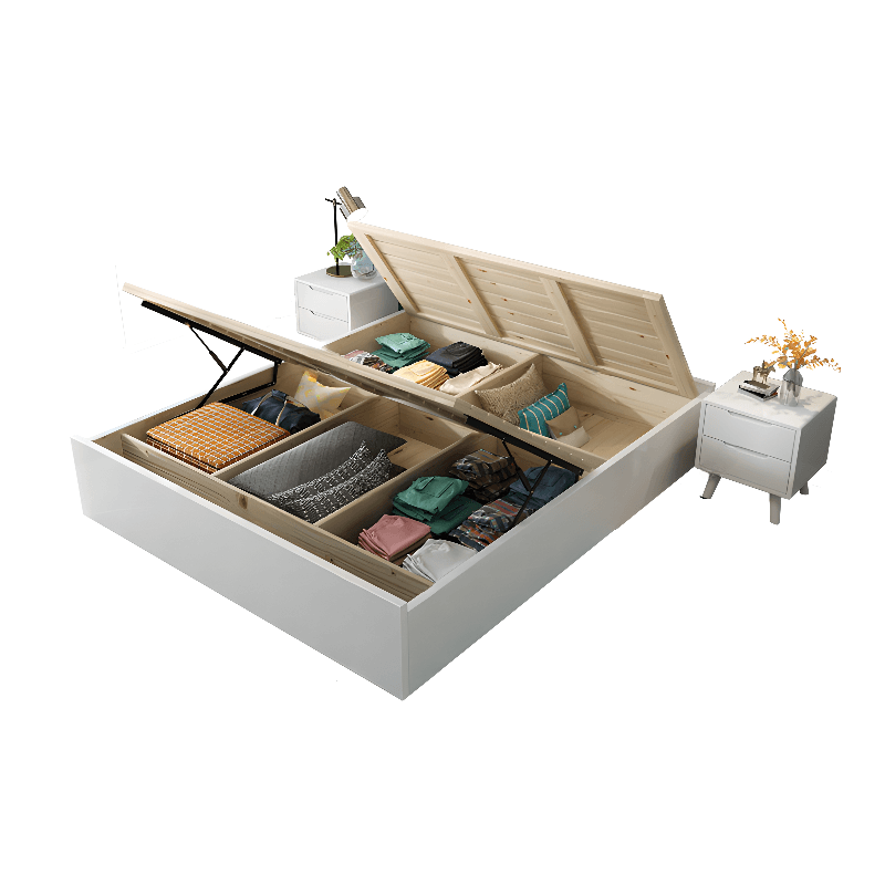 Modern Simple Style Natural Timber Bed with Lift Up Storage for Living Room - image 5