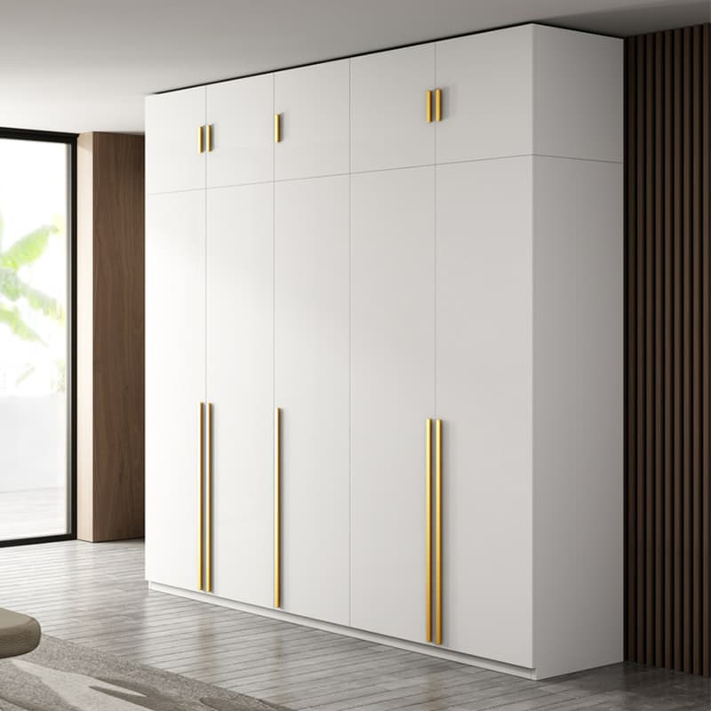 Simple Lumber White Wardrobe Armoire with Interior Shelves & Clothing Rack & Soft Close Drawer & Soft Close Door