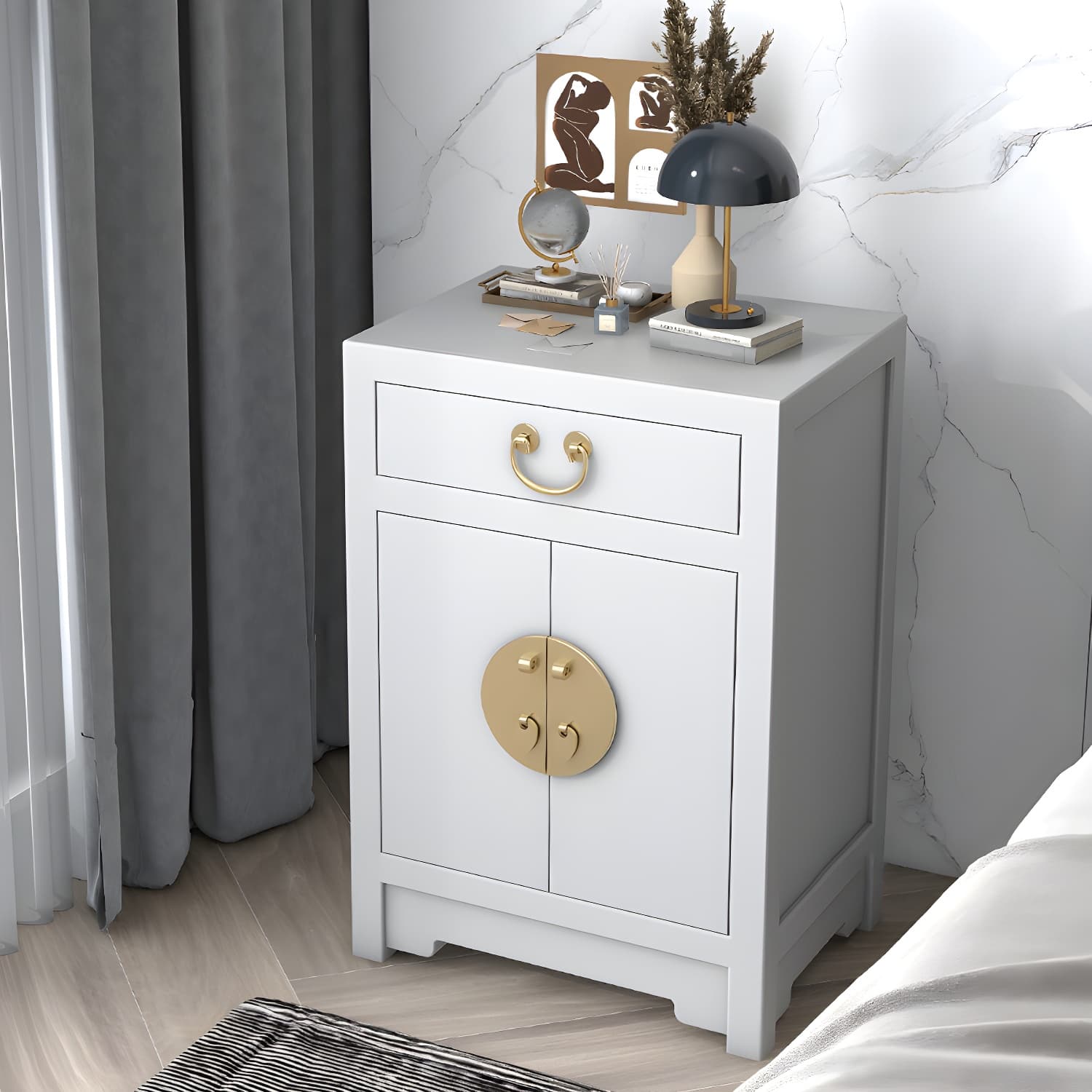 Solid Wood Nightstand with Cabinet 27.5"Tall 1 - Drawer Nightstand - image 6