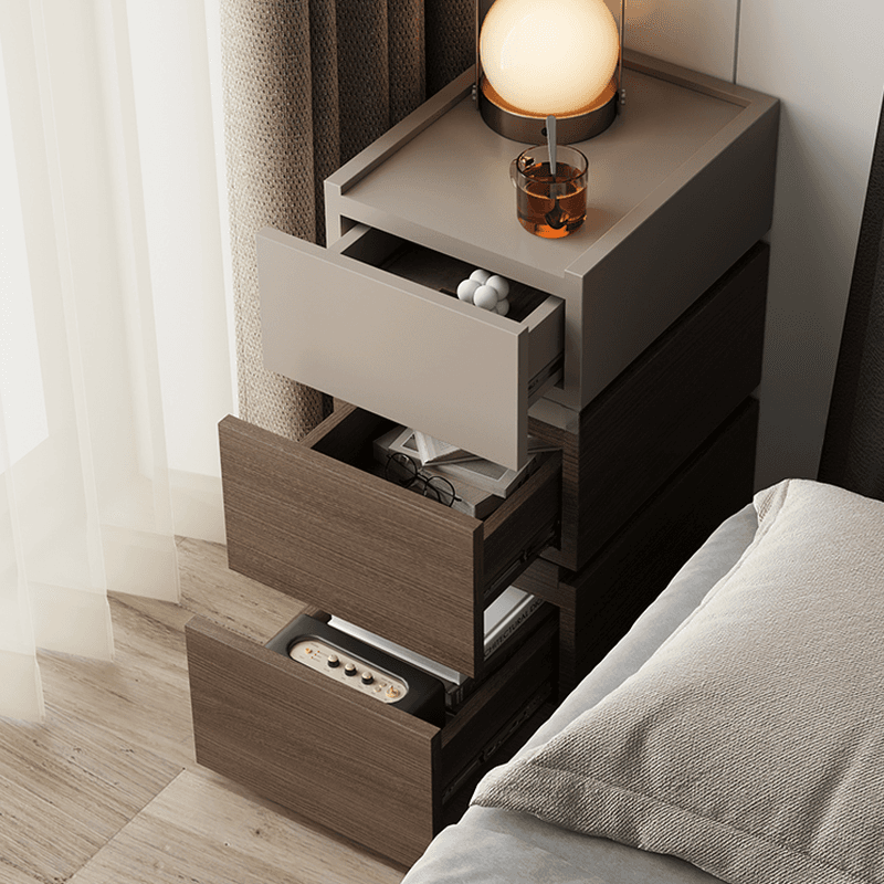 Organic Modern Nightstand With Drawer Organization Featuring 3 Drawers and Real Wood Countertop - image 9