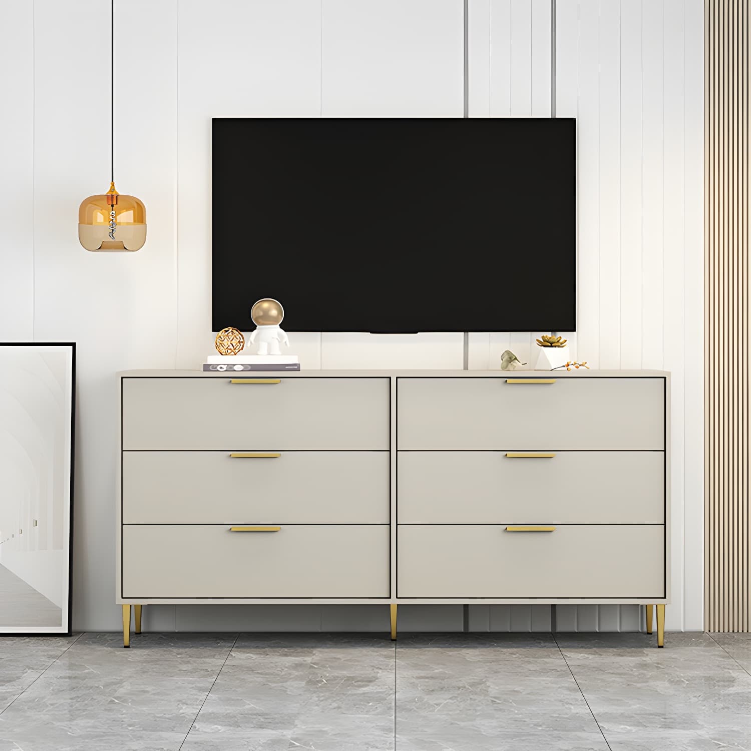 Modern Horizontal Storage Chest Dresser Wooden Storage Chest with Drawers - image 8