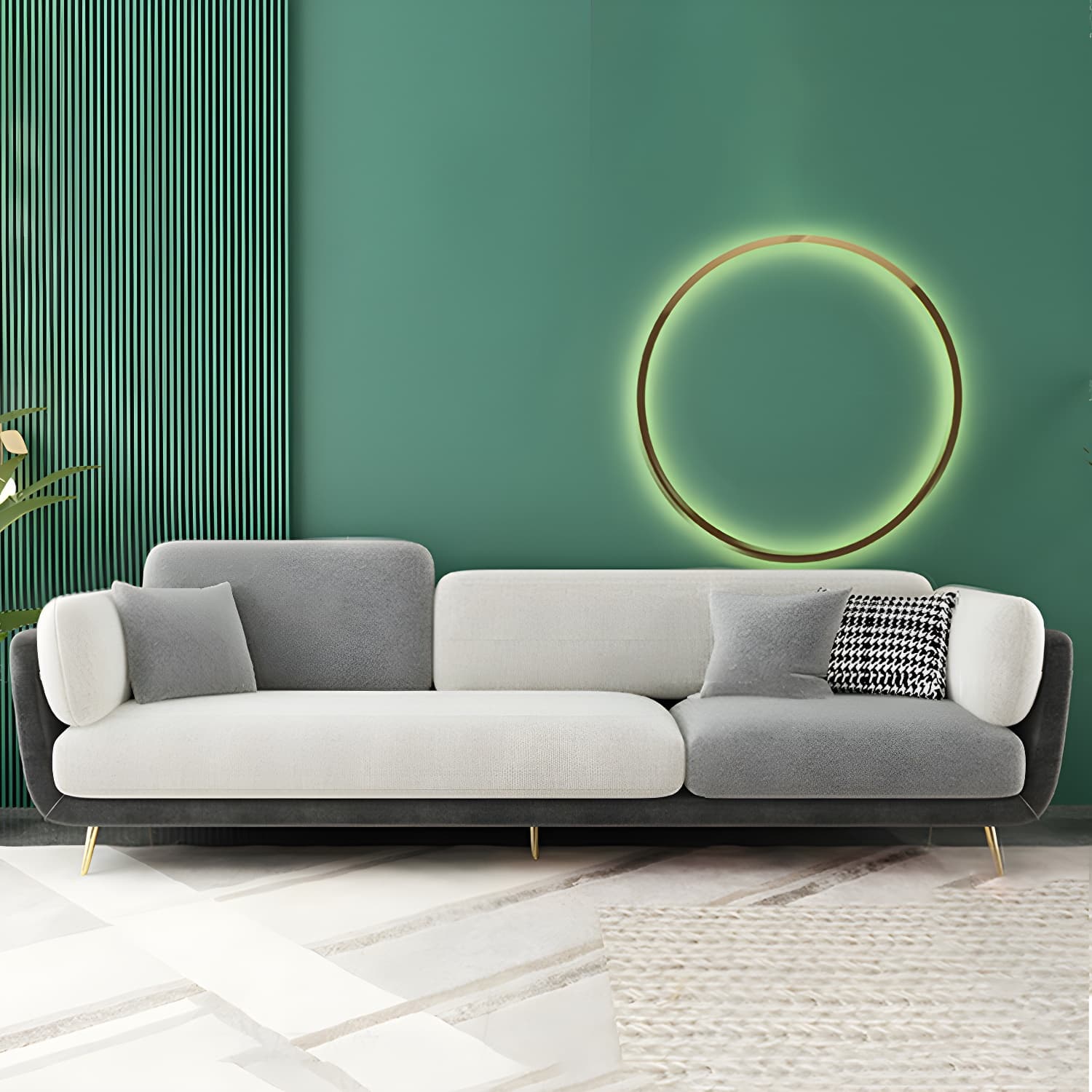 36" High Modern Velvet Square Arm Sofa with 2 Pillows Standard Sofa for Living Room - image 8