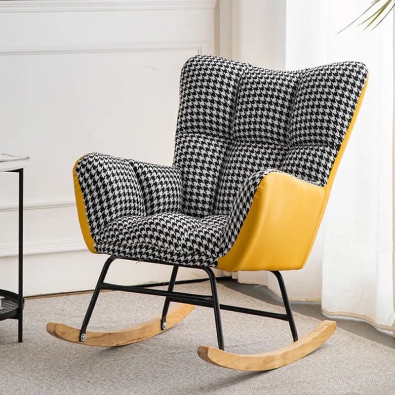 Midnight Black/Olive Green/Lemon Color Ergonomic Stationary Rocking Chair Couch with Rear & Round Arm - image 15