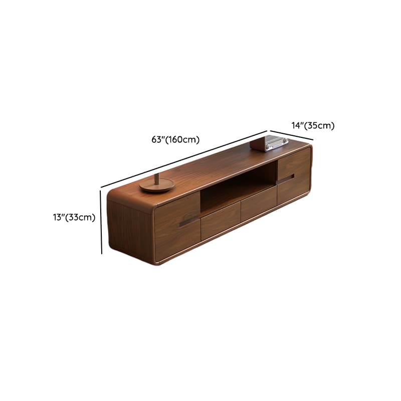 Old School Rectangular Open Shelving Natural Wood TV Stand with Natural Finish and Gate Doors - image 16
