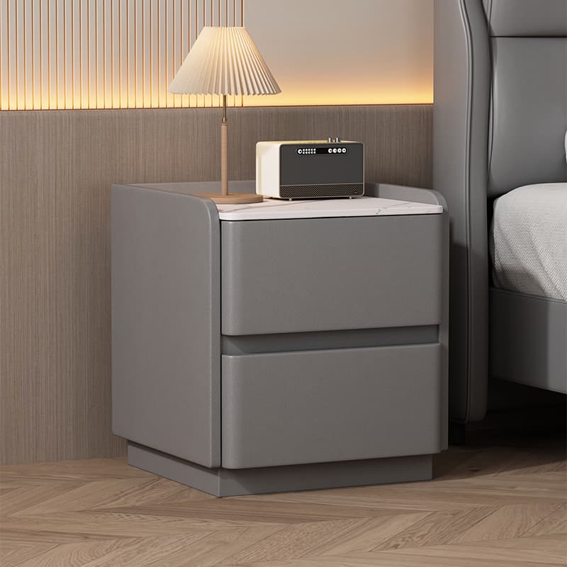 Modern Simple Style Bedside Cabinet Nightstand with 2 Drawers and Stone Countertop - image 6