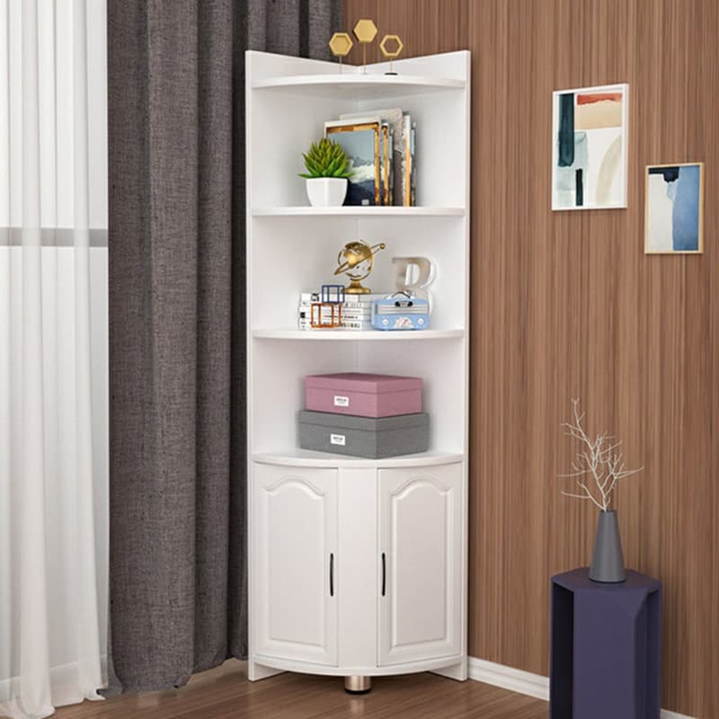 Modern Wood Corner Accent Cabinet with Open Shelves Wood Doors and 1 Cabinet for Living Room - image 5