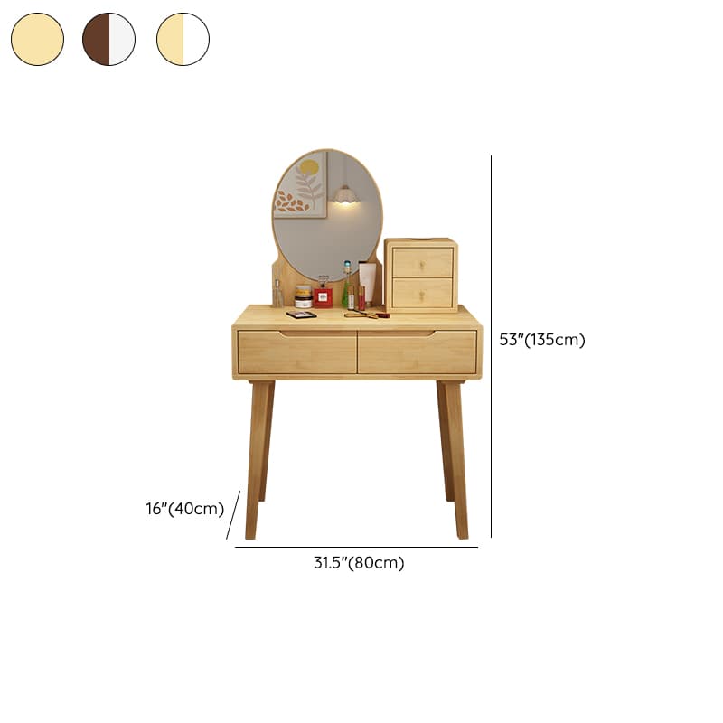 Contemporary Medium Wood Rubberwood Push-Pull Standing Makeup Vanity, No Suspended, Non-Upholstered Chair(s) - image 13