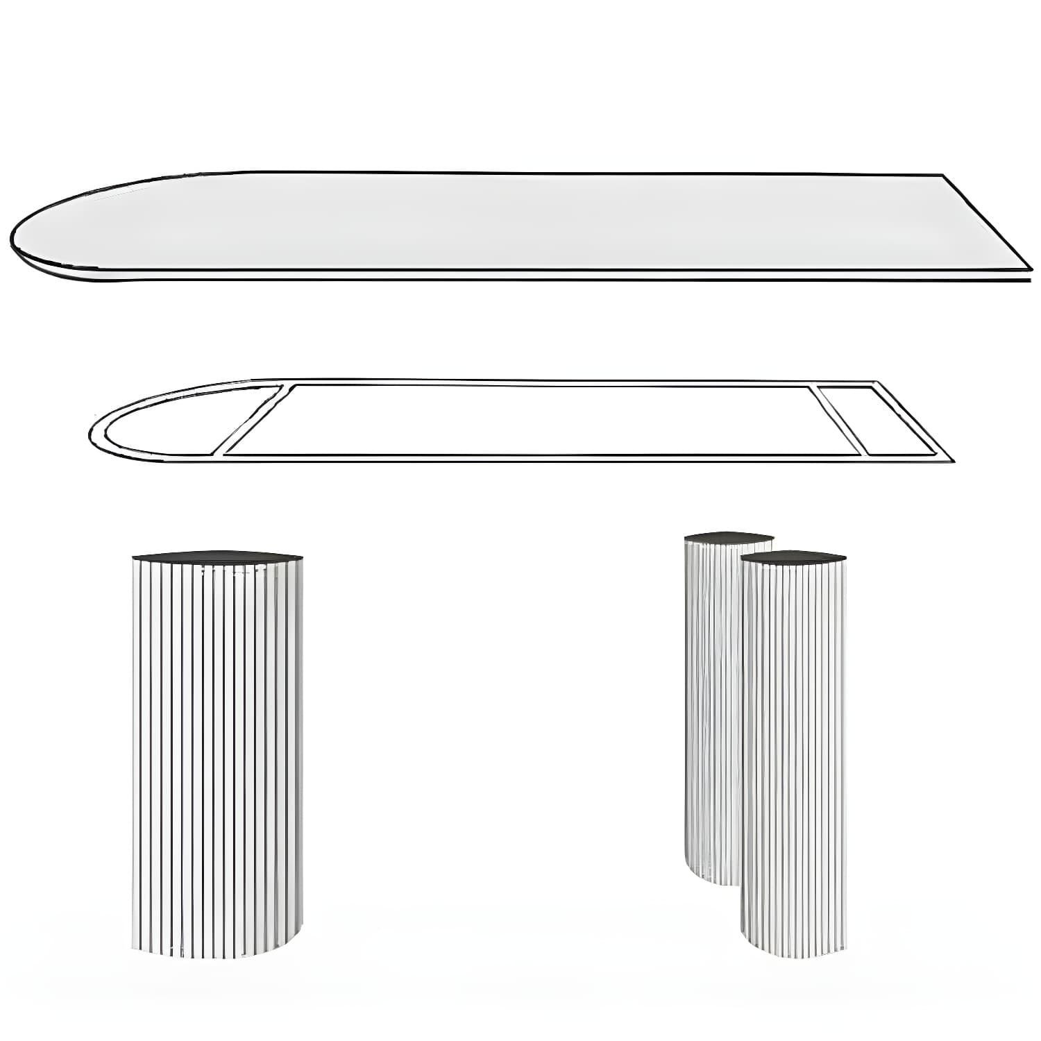 Stylish White Stone Kitchen & Dining Table with Adjoining Pedestal Base - image 9