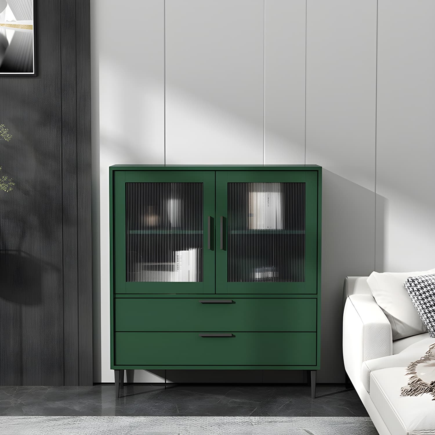 Wooden Accent Cabinet with Glass Door and 2 - Drawer 11.81" Wide Side Cabinet - image 12
