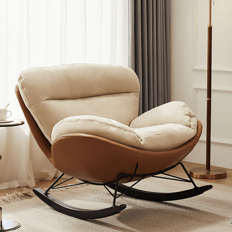 Simple Upholstered Rocking Chair with Padded Comfort