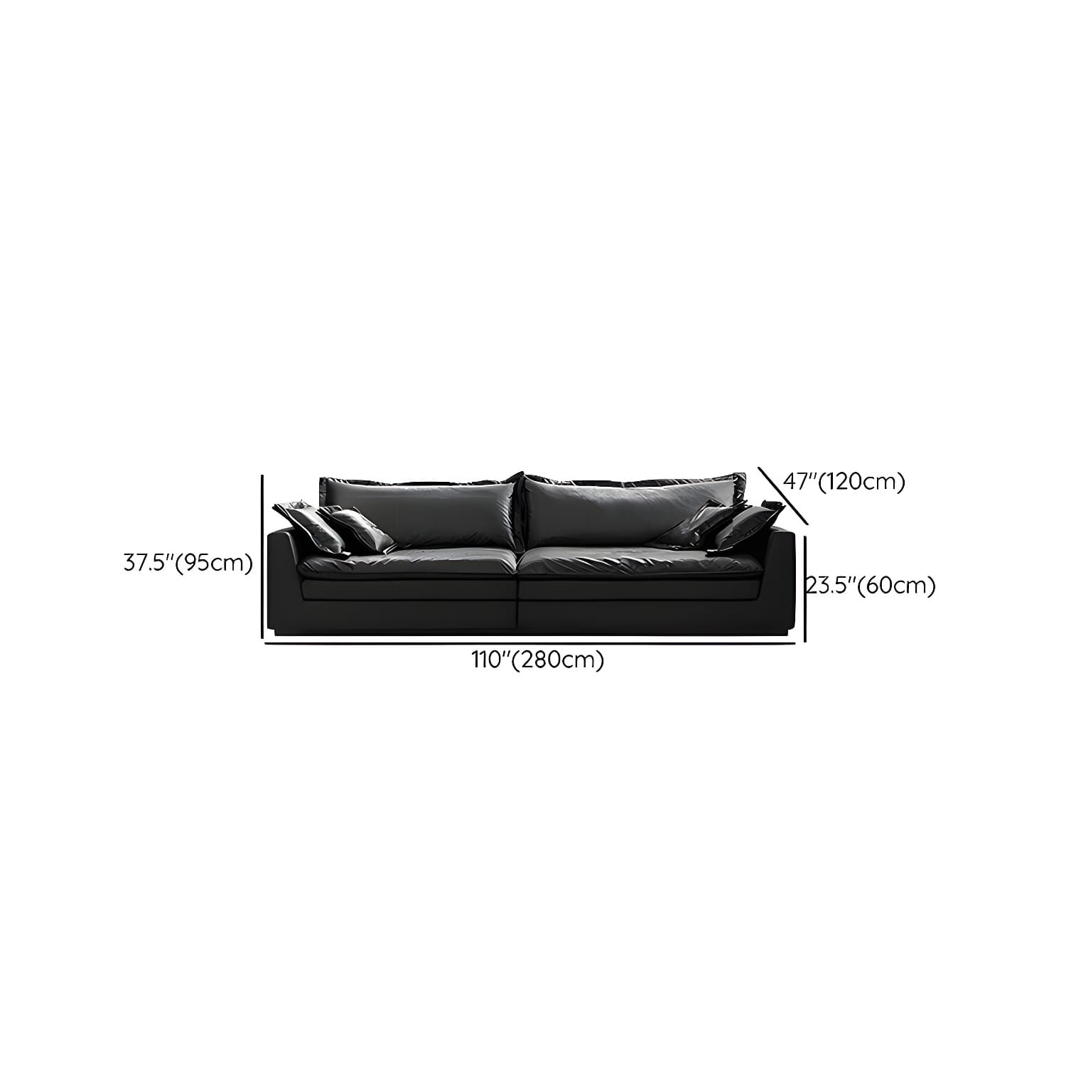 Modern Black Stationary Sectional Sofa with Wood Frame and Tech Cloth Upholstery - image 14