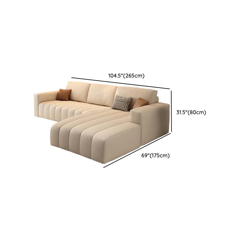Modern Beige Sectional Sofa in Anti Cat Scratch Fabric with Square Arm - image 16
