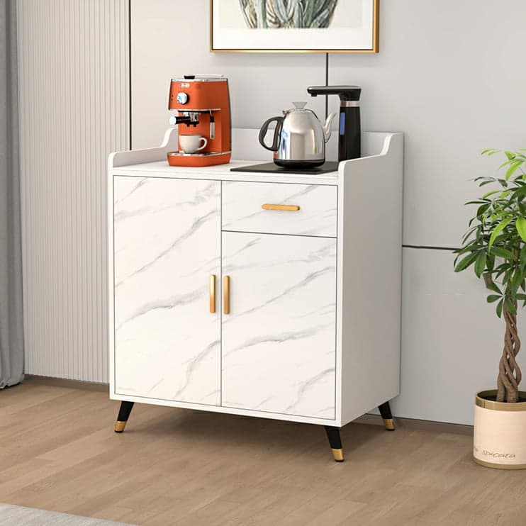 Contemporary Wood Sideboard Credenza with Stone Countertop and Drawers Included - image 5