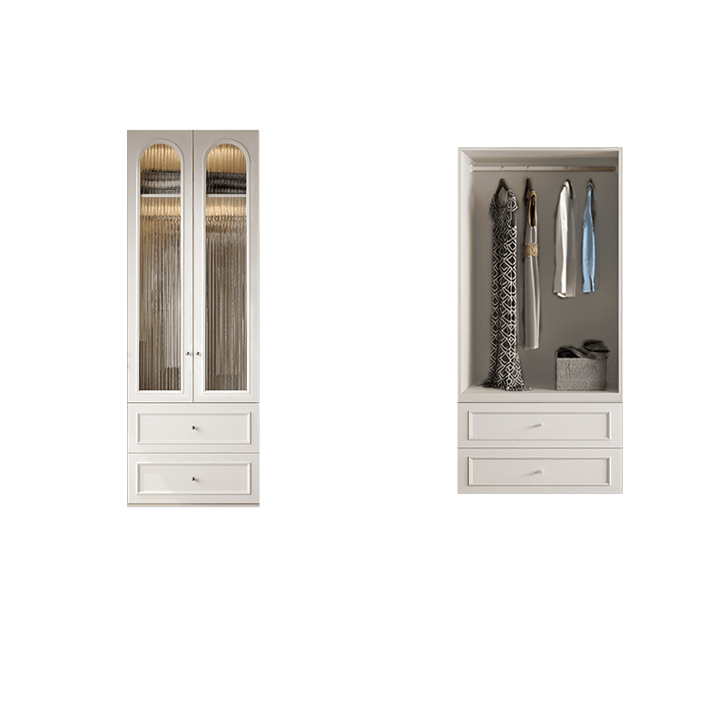 Casual Natural Wood Independent Armoire Cabinet with Soft Close Drawer, Soft Close Door, and Interior Shelves