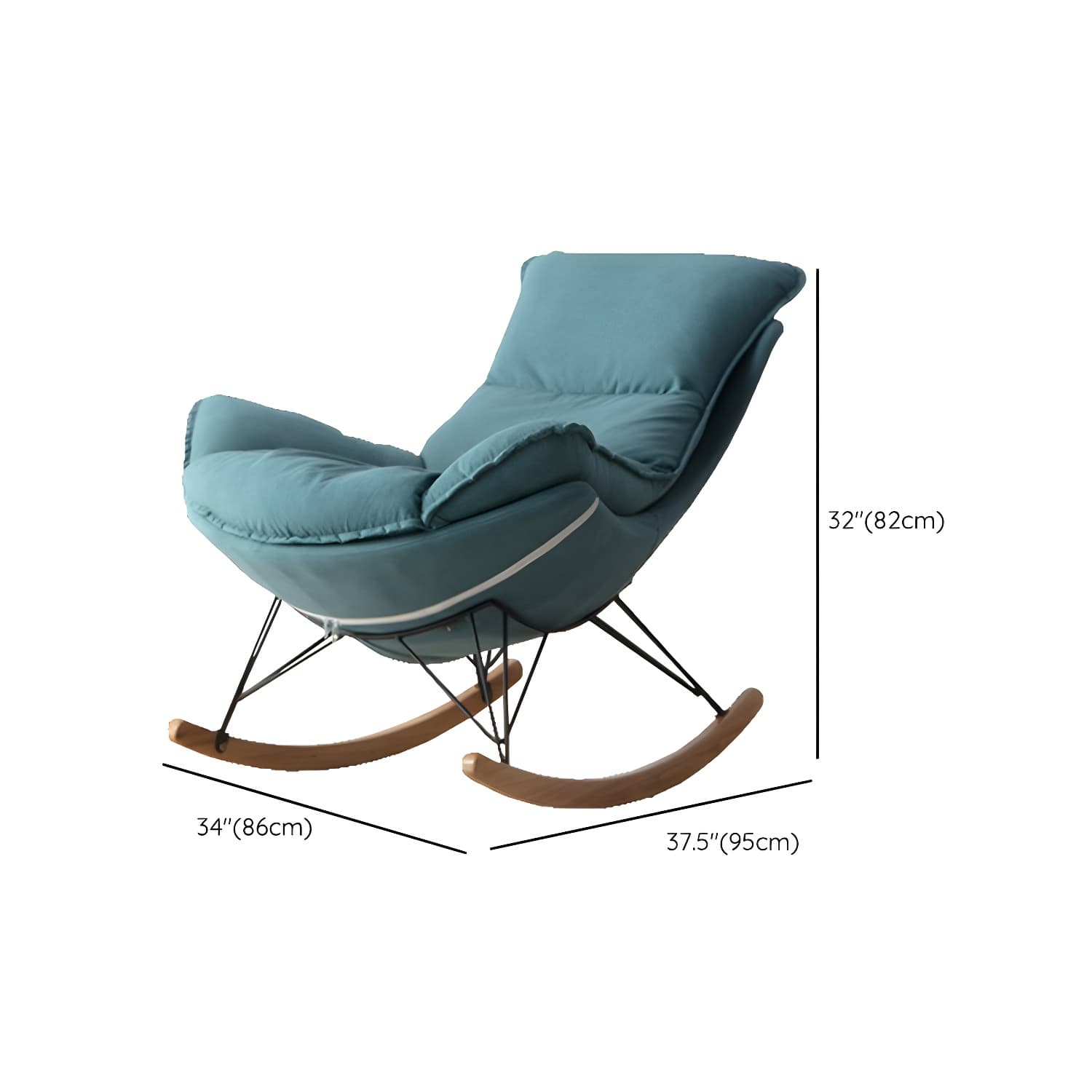 Modern Upholstered Rocking Chair with Ottoman Set - Natural Wood Legs - image 21