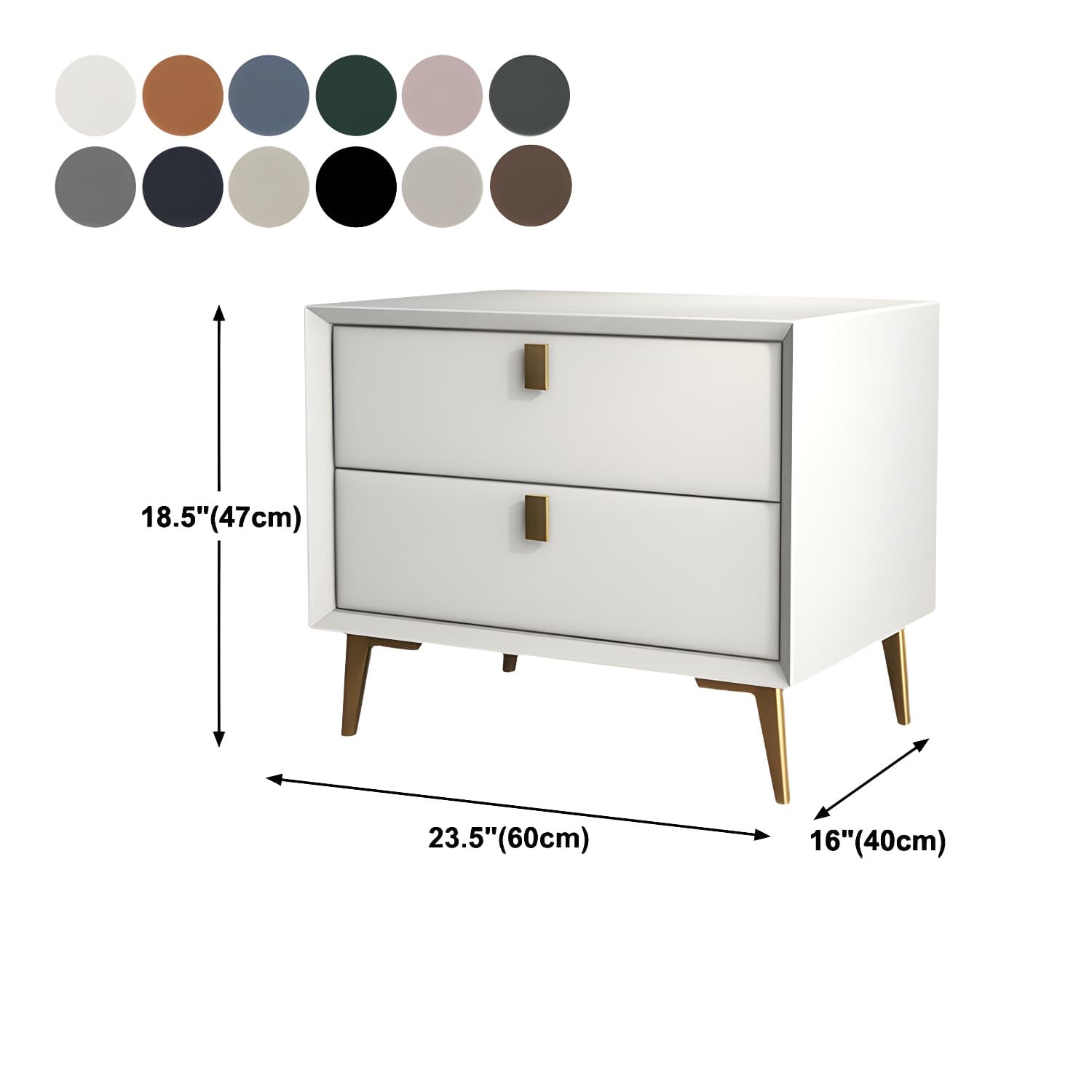Glam 19'' Tall Bed Nightstand Solid Wood 2-drawer Legs Included Accent Table Nightstand - image 25