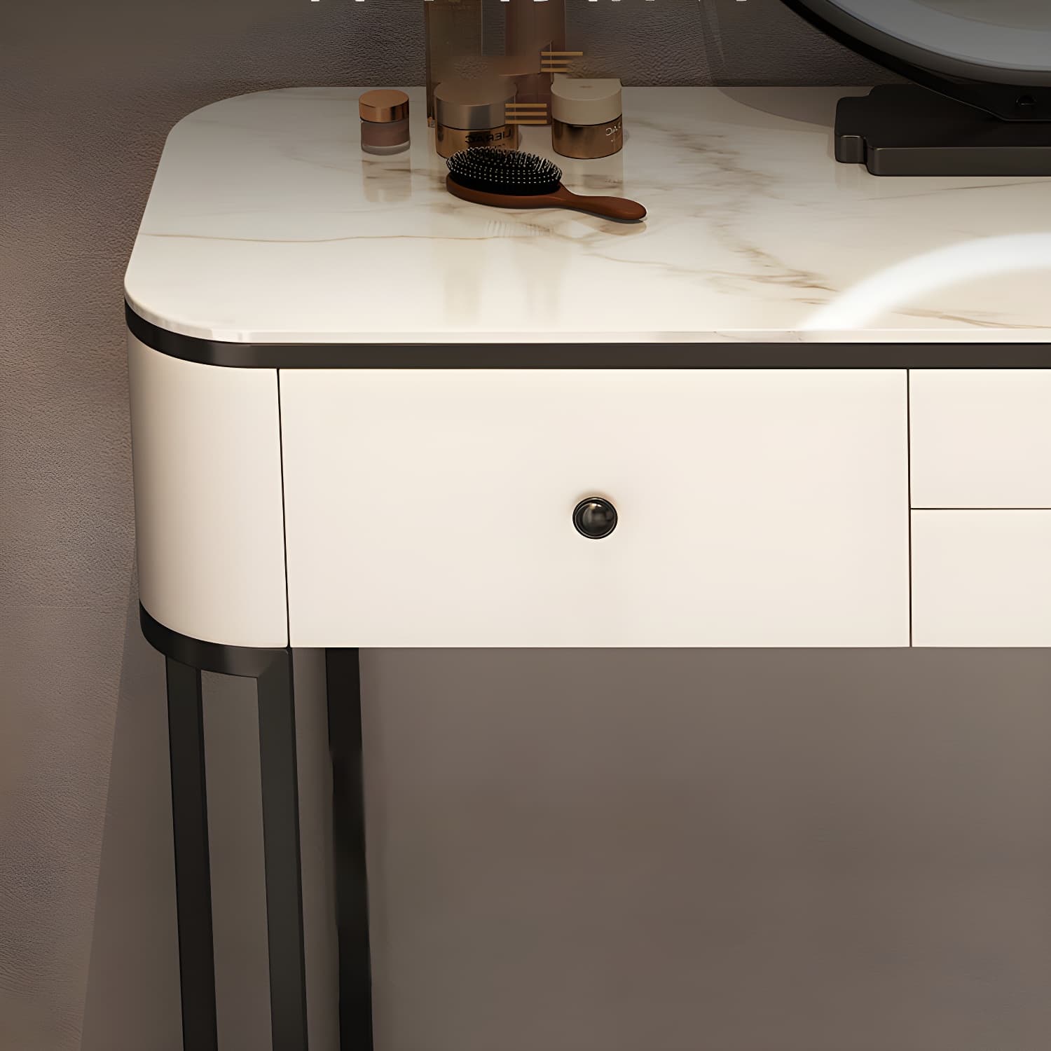 Contemporary Marble and Wood Vanity Table and Stool Set Glam Vanity Dressing Table - image 11