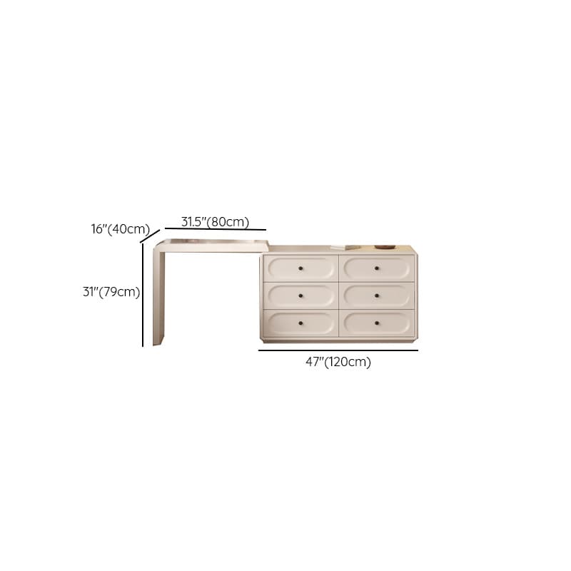 Chalk Modish Large/Standard Makeup Vanity with Laminate Table Top and 6/3 Drawers - image 12