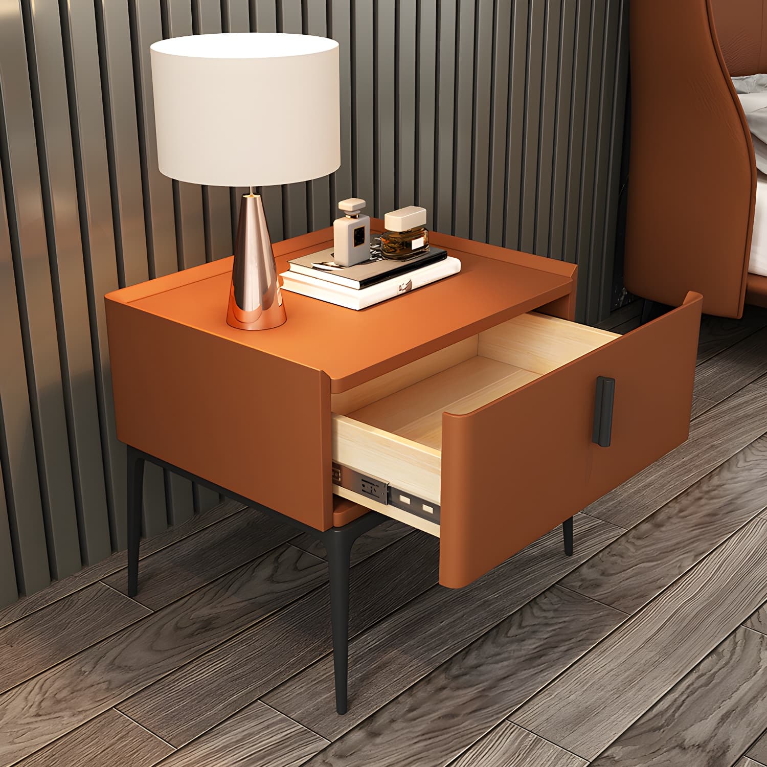 Mid-Century Modern 19-inch Tall Night Table 4 Legs Nightstand with 1 Drawer - image 11