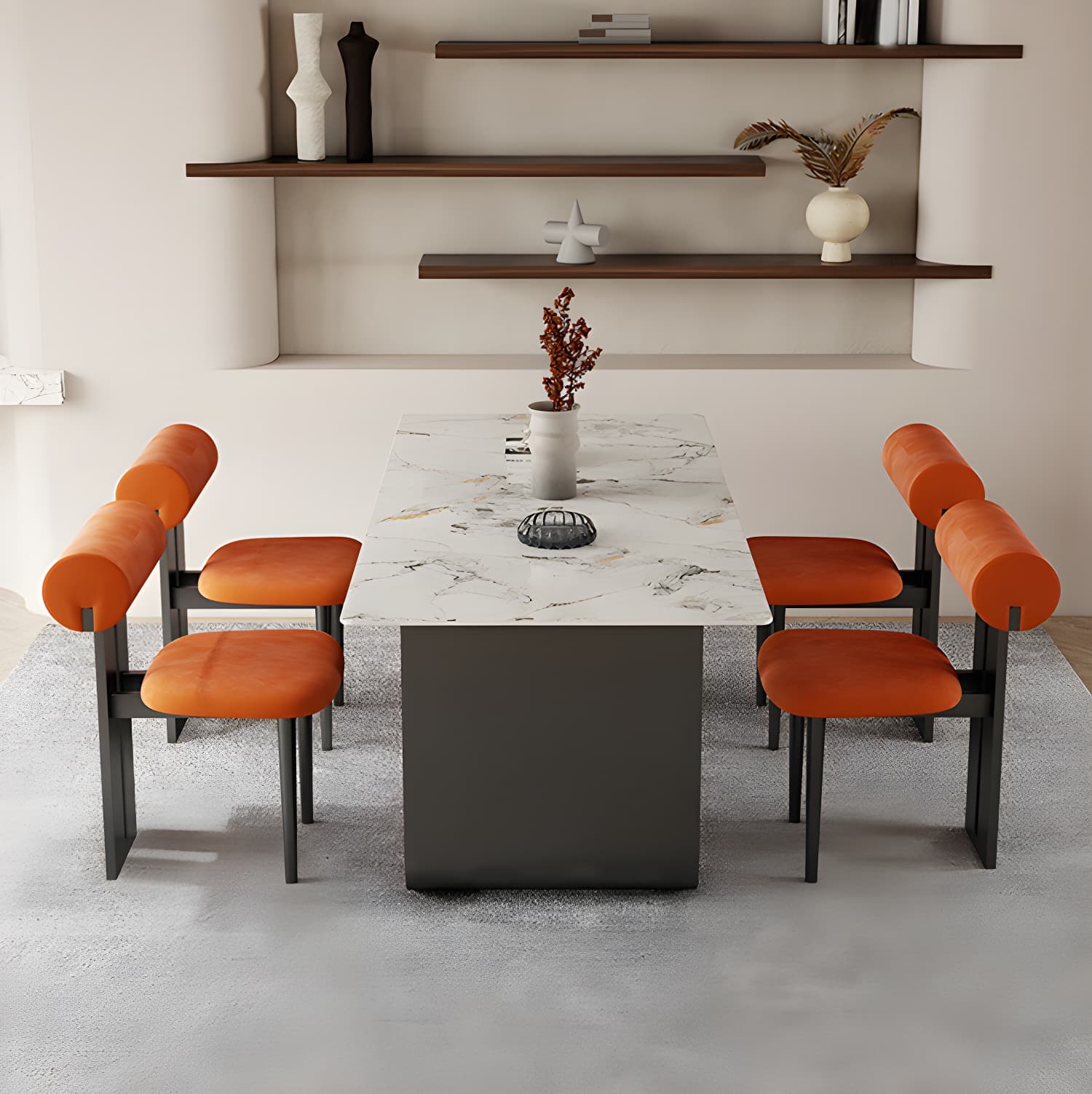 Nordic Rectangle Stone Dining Table 1/5 Pieces Dining Set for Dining Room - image 3
