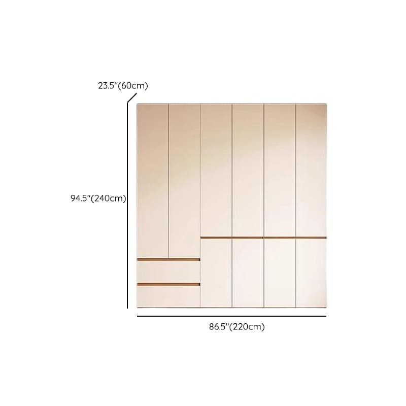 White Minimalist Manufactured Wood Wardrobe Closet with 2 Drawers, Soft Close Door, Interior Shelves, and Clothing Rod - image 21