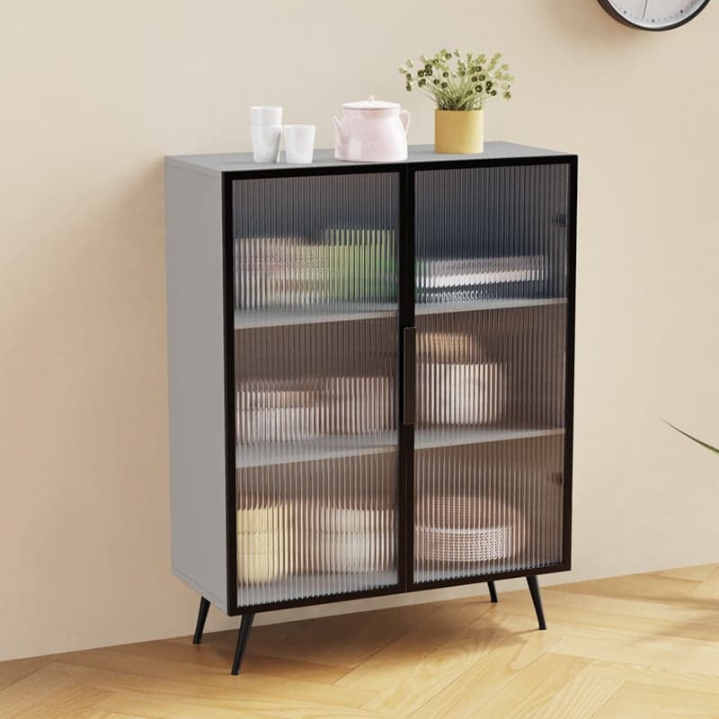 Contemporary Metal Floor-mounted Sideboard with Vertical Glass Doors - image 4