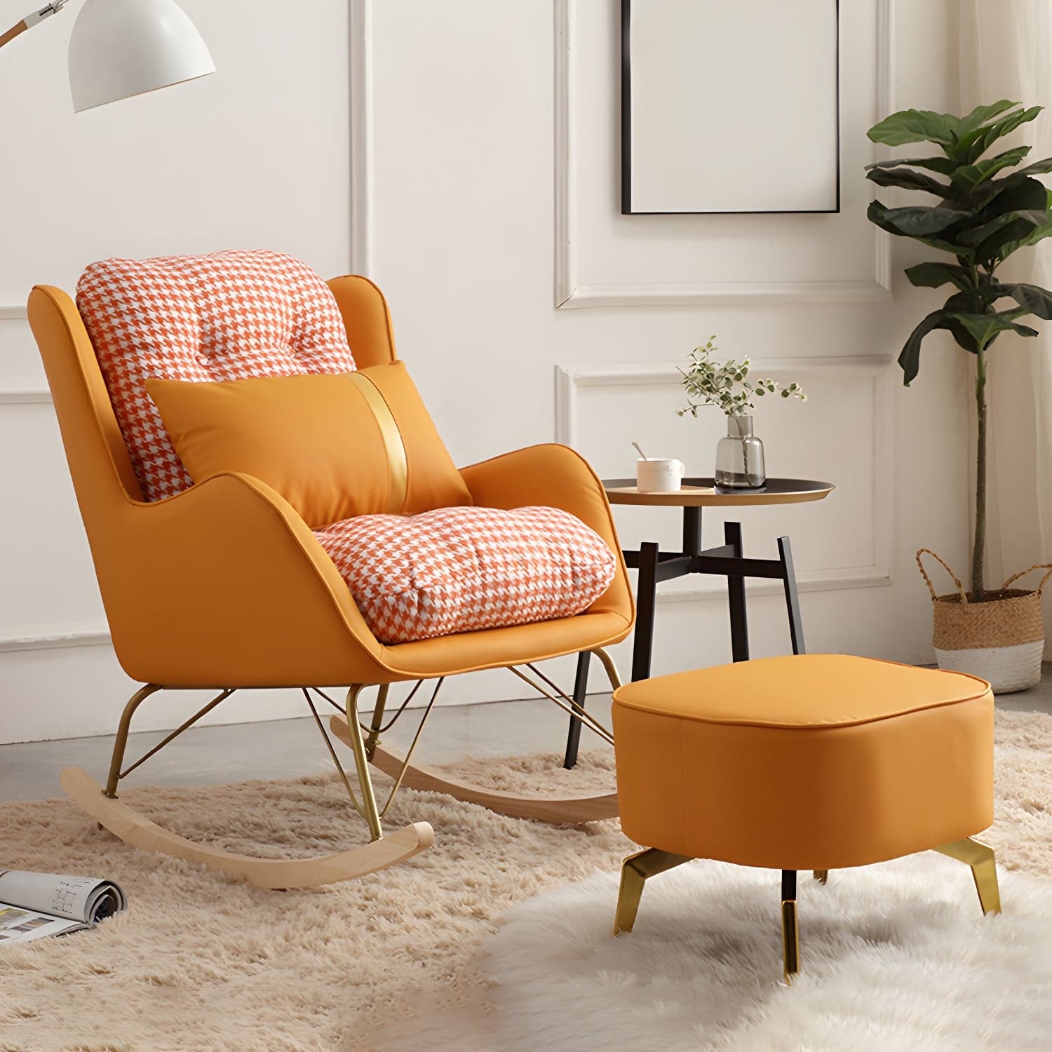 Modern Rocking Chair Metal Frame Doll Cotton Filling Spindle Rocker Chair - image 5