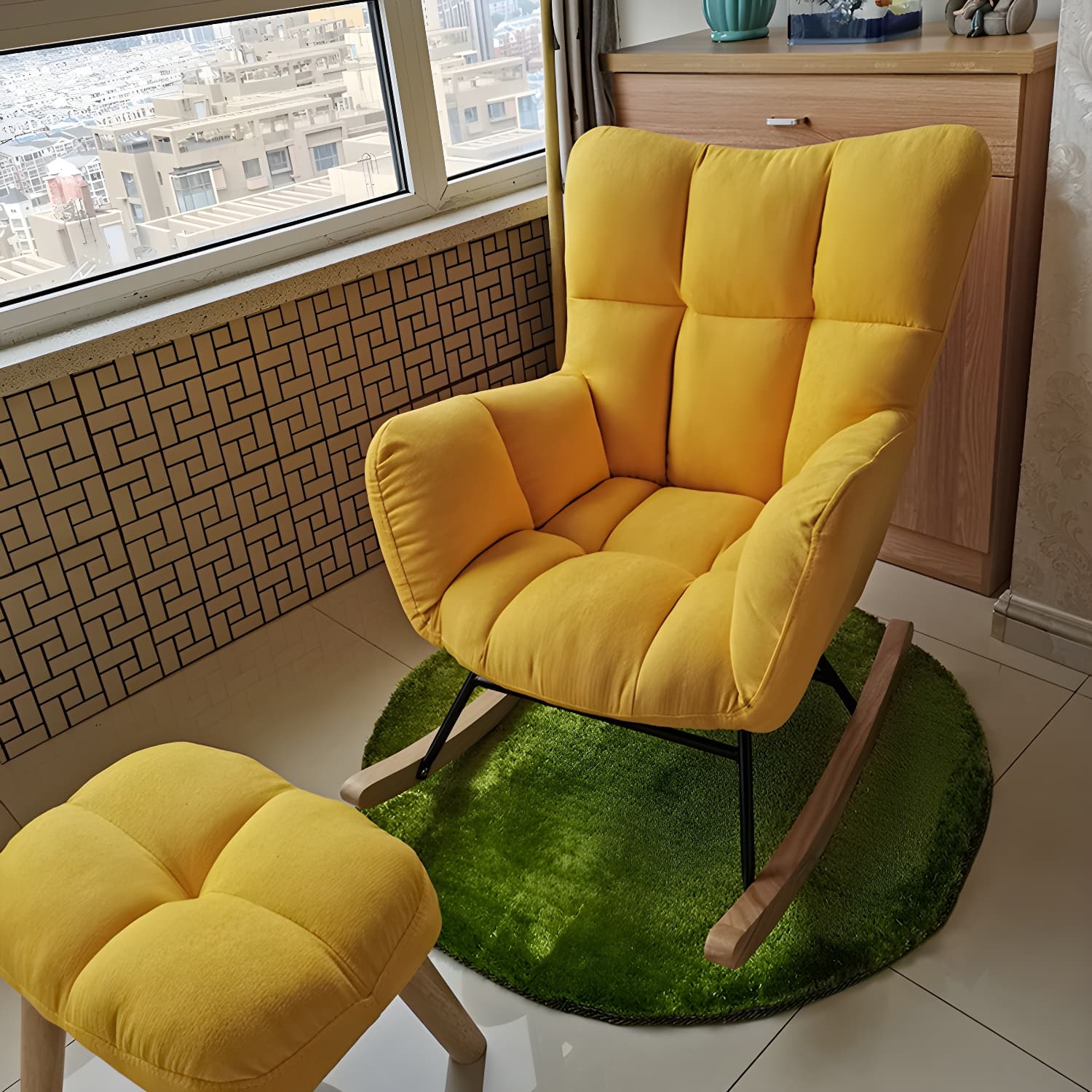 Simple Nordic Style Rocking Chair Balcony Lounge Recliner Sofa Rocking Chair - image 20