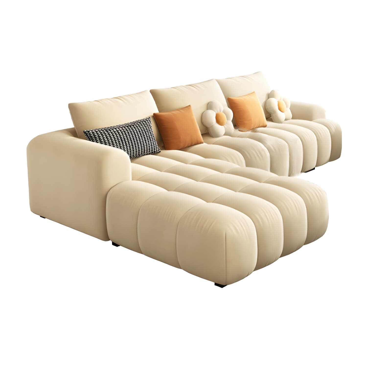 Modern Suede Sectional Sofa with Black Pine Wood Frame and Scratch Resistant Design - image 8