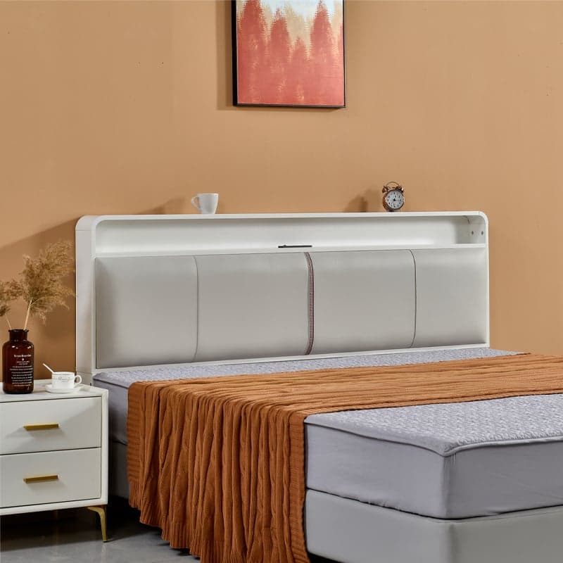Minimalist Free-standing Standard Full(54"W x 75"L)/Twin(38"W x 75"L) Panel No Distressing with Shelves Included and Illuminating in Lumber - image 10