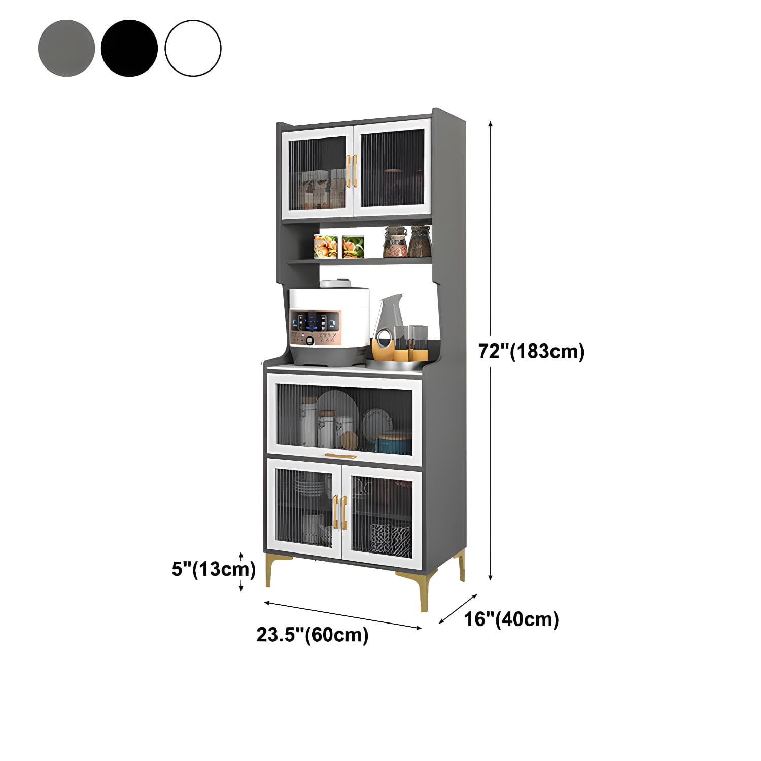 Sintered Stone Countertop Dining Server Manufactured Wood Kitchen Server with Glass Doors - image 20