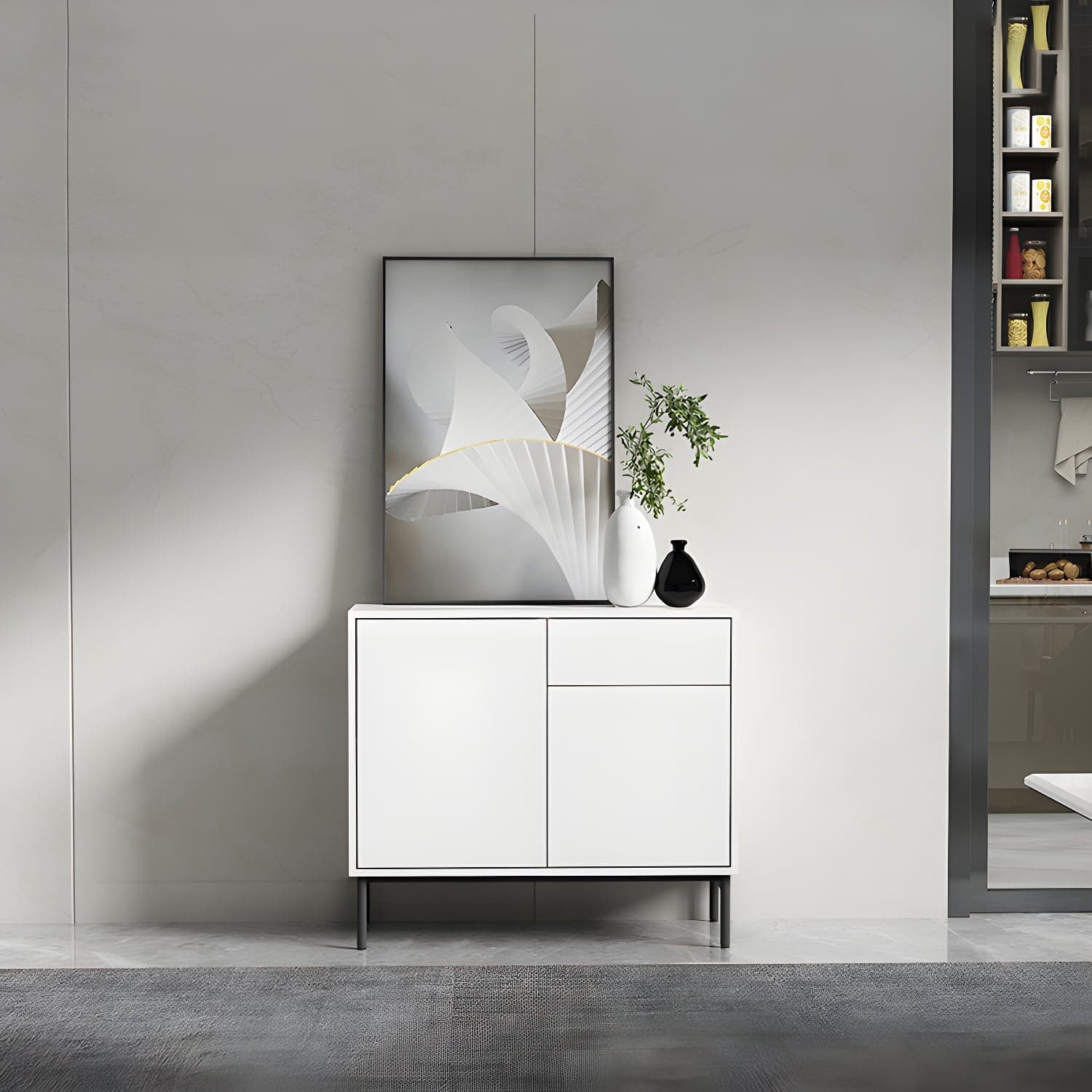 Wooden Rectangle Sideboard Cabinet Modern Kitchen Sideboard for Home - image 3