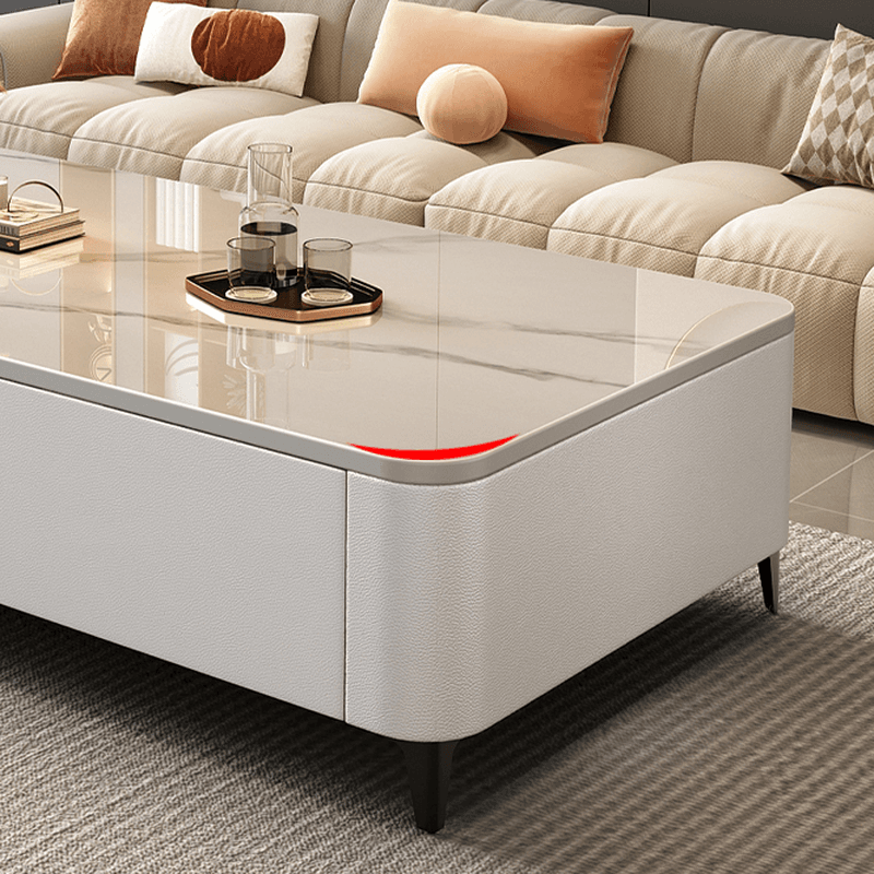Rectangular Calfskin Accent Table with 2 Drawers - image 9