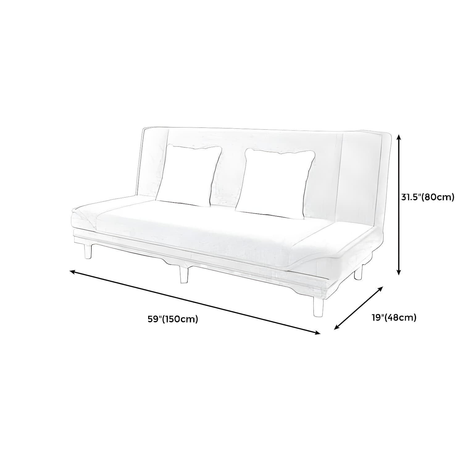 Convertible Armless Sofa 48"W Modern Sofa with Cotton Blend for Living Room - image 33